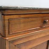 Bedside table in solid walnut with Marble Ste Anne, 1900