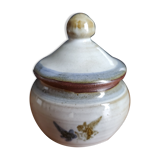 Covered pot in Poncé sandstone signed