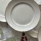 6 antique earthenware flat plates in off-white with gilding from Moulin des Loups.