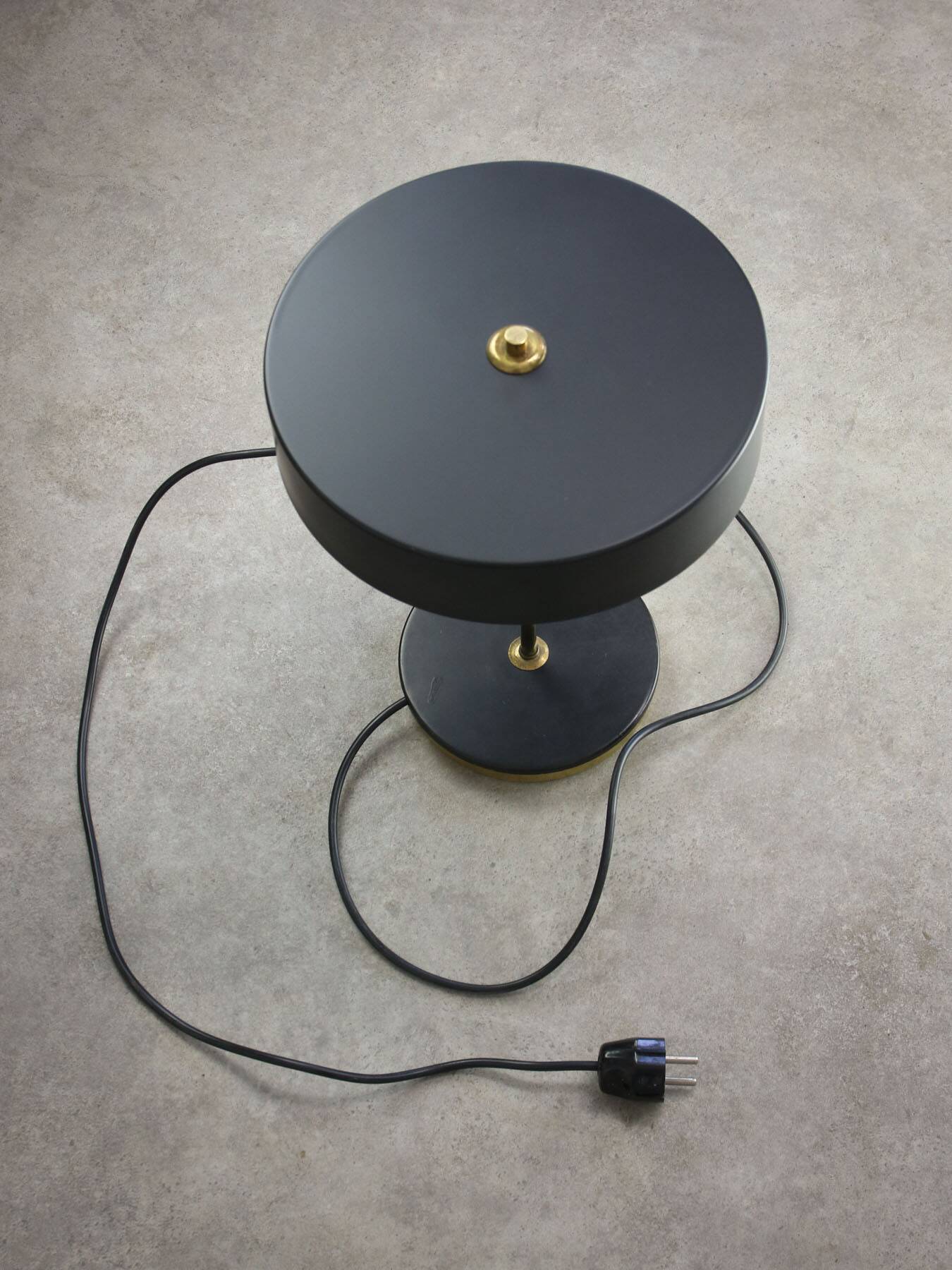 Mid-Century Black & Brass Table Lamp from Kamenický Šenov