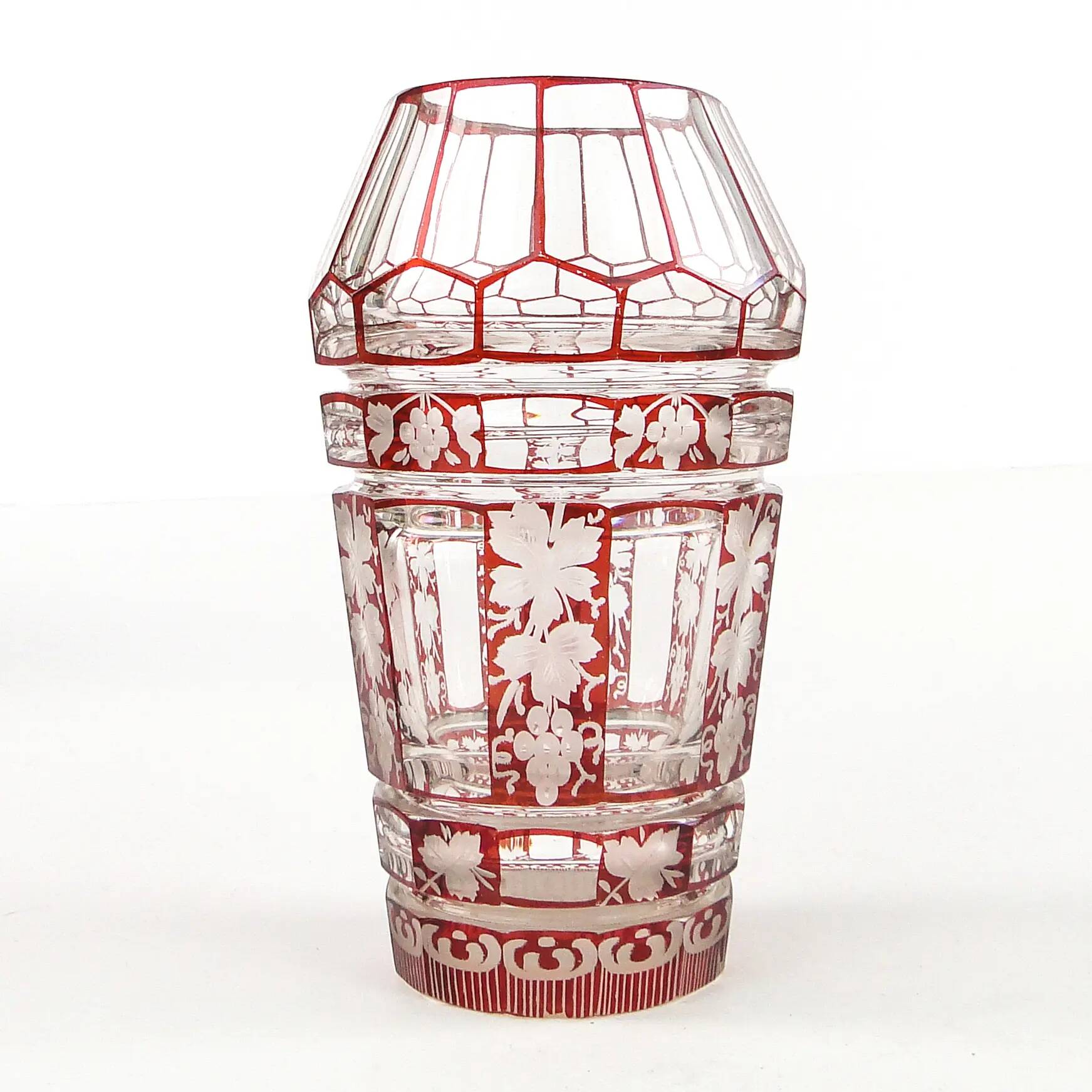 Biedermeier vase, double-layer crystal, Bohemia, Czech Republic, 19th century