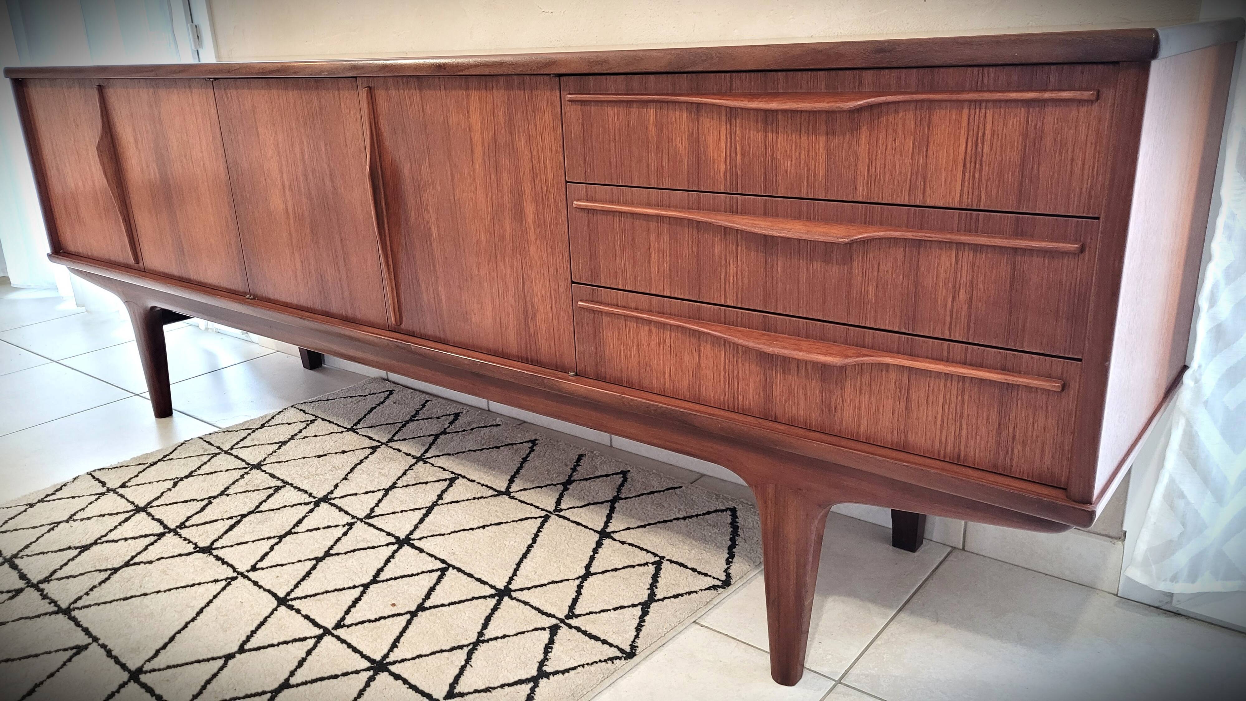 Scandinavian enfilade design in teak from the late 1960s.