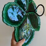 Vintage Glazed Ceramic Barbotine Dish