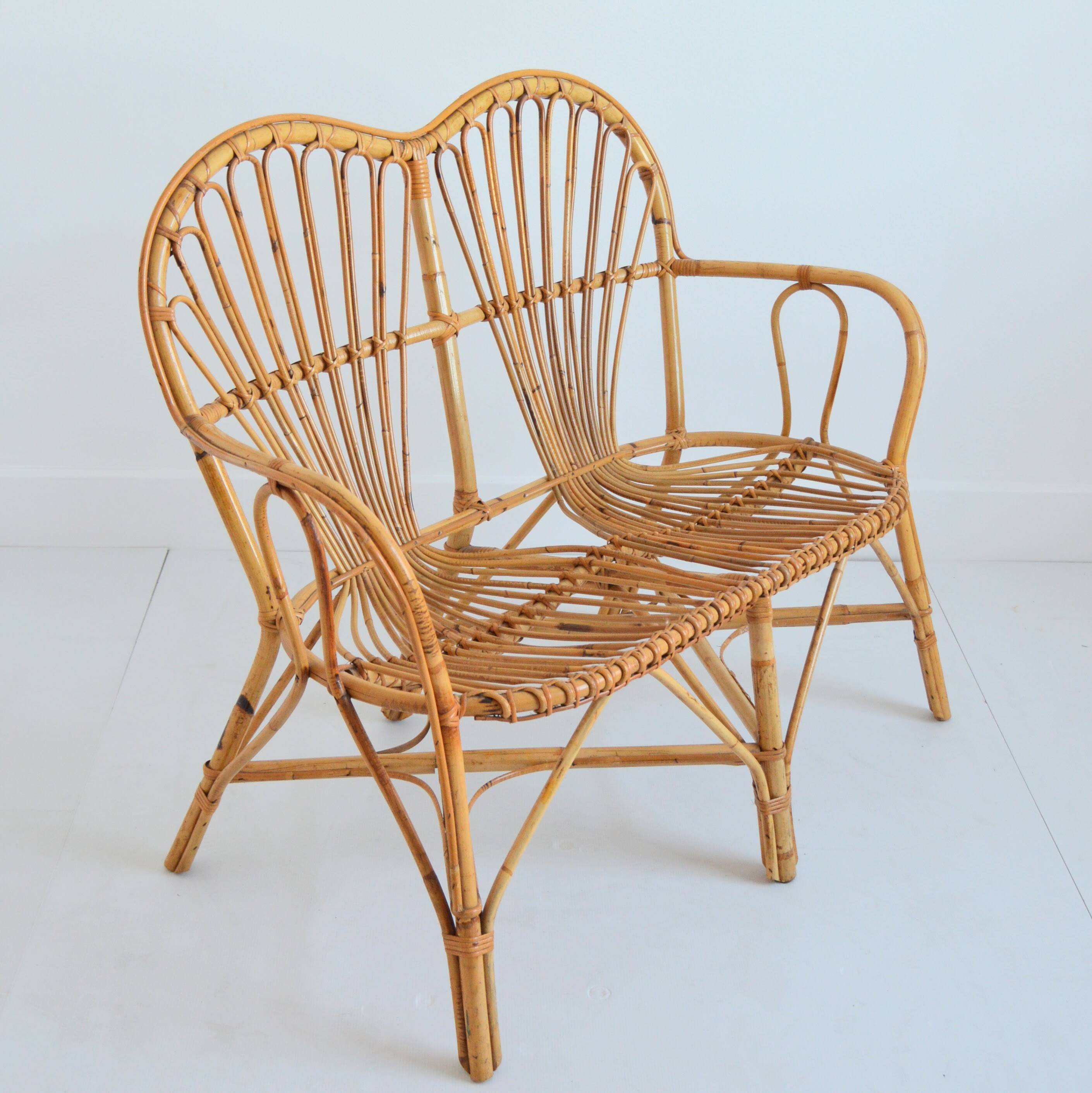 1960s vintage rattan canapé / bench