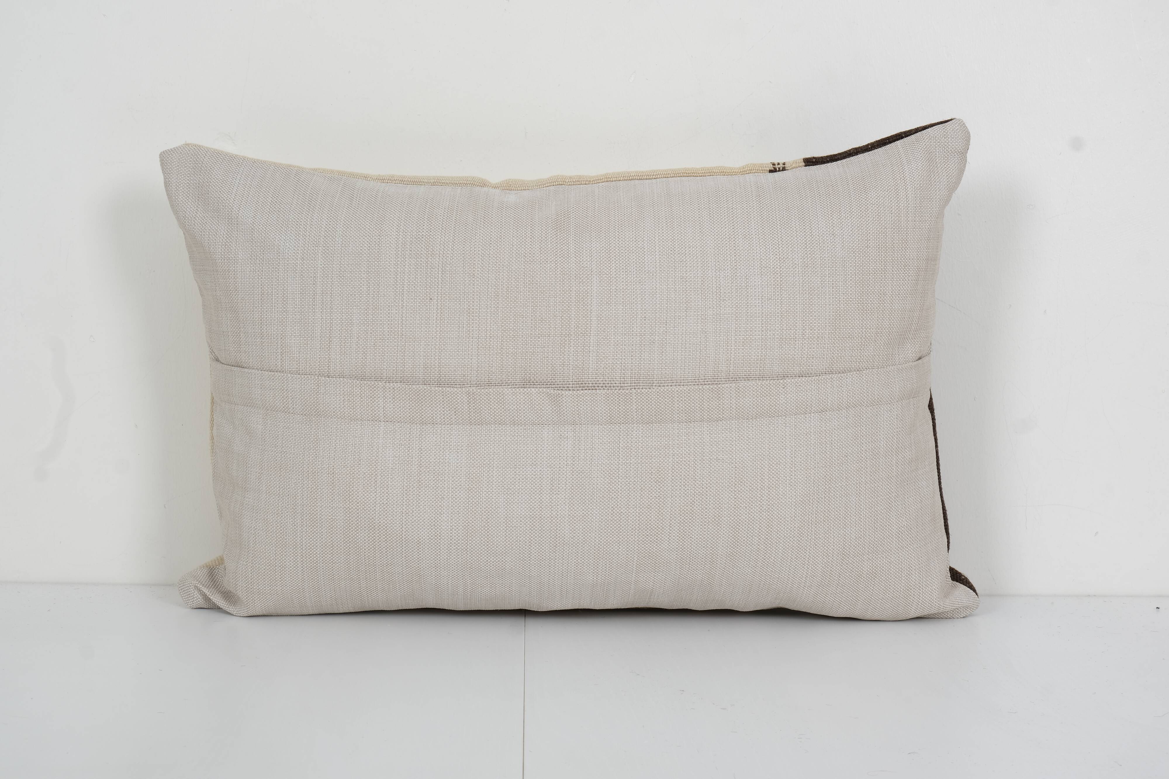 Organic striped kilim lumbar pillow cover, unique patterned organic throw lumbar pillow
