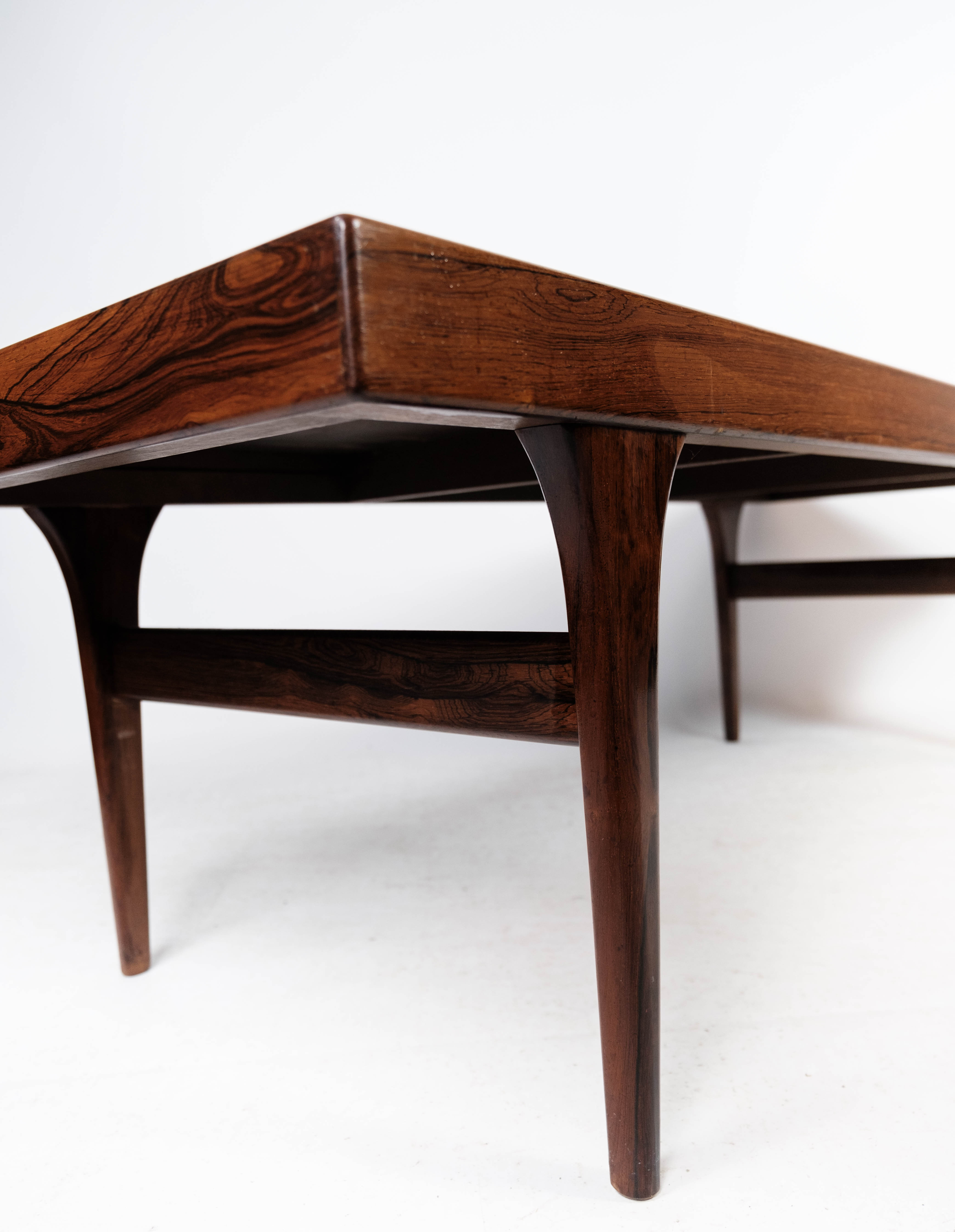 Coffee table in rosewood with blue tiles designed by Johannes Andersen, 1960s