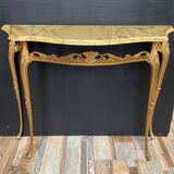 Console vintage en onyx et métal doré