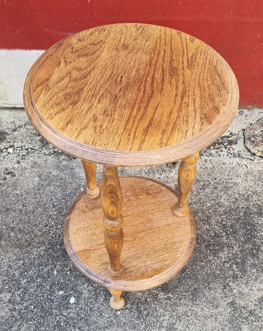 Pot holder, pedestal table, wood, vintage, 60s