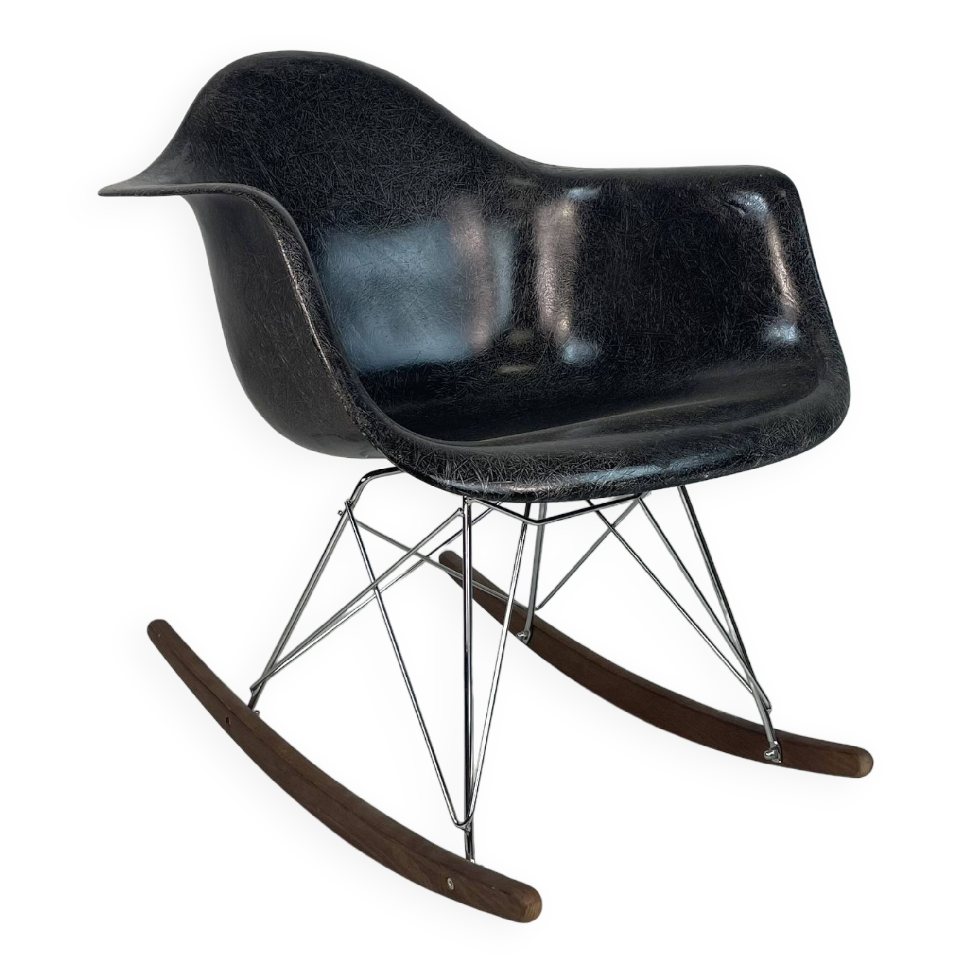 Fauteuil à bascule RAR Eames Herman Miller des années 1950 en noir