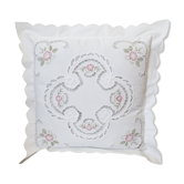 Housse de coussin coton blanc broderies
