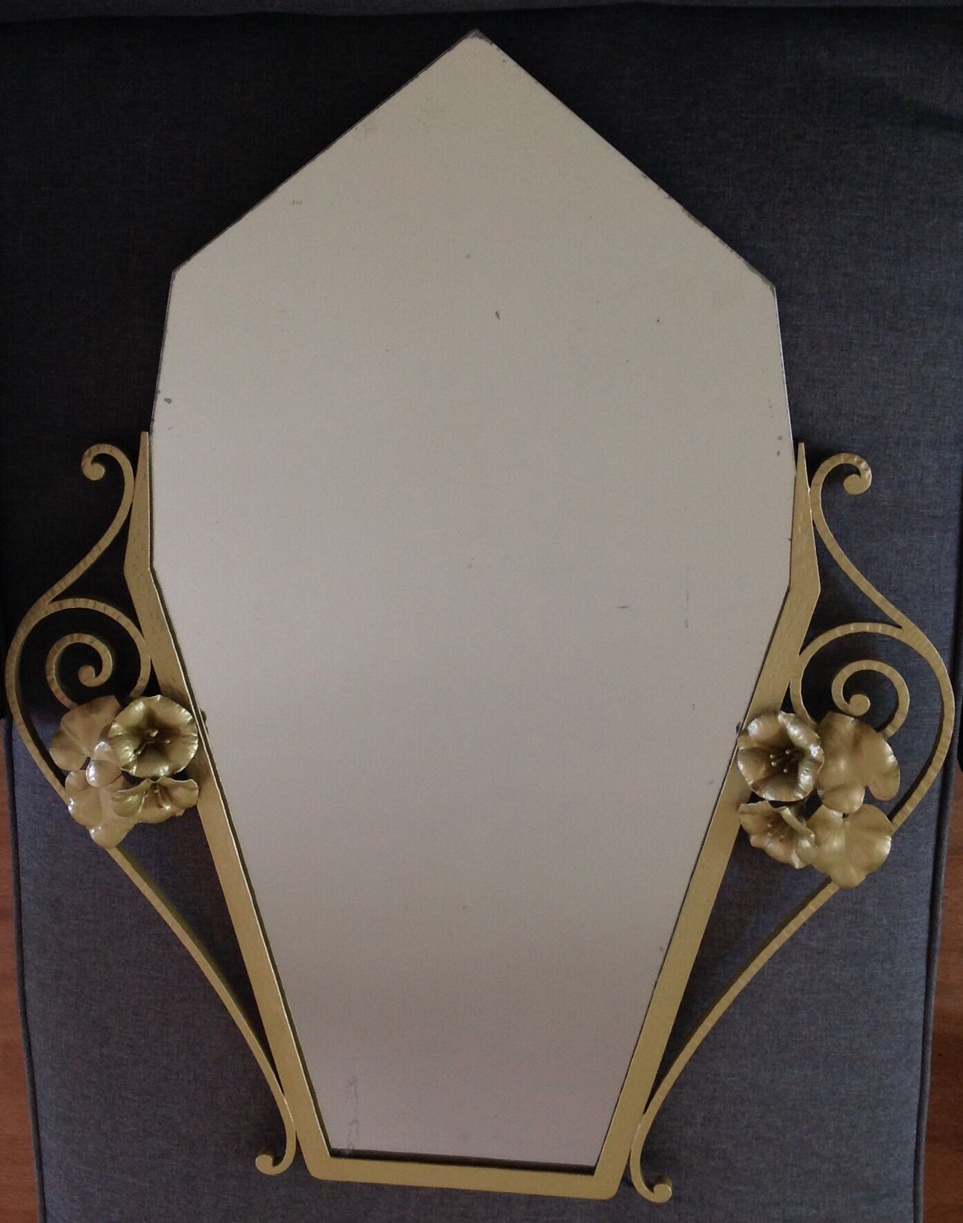 Big gold art deco mirror 69x85cm