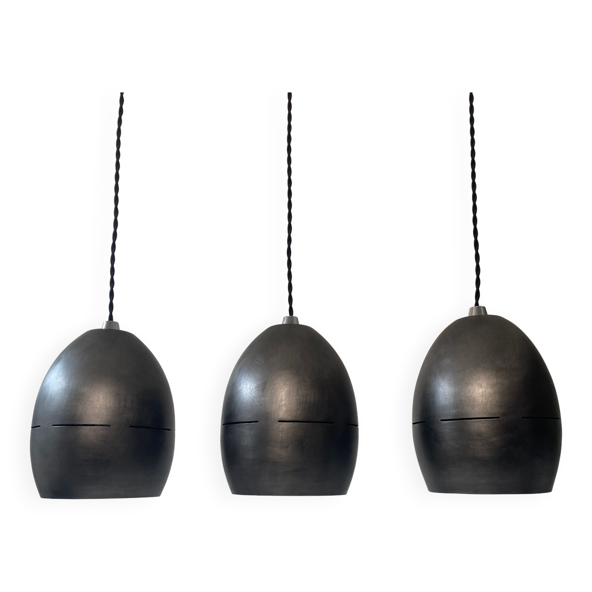 Lot 3 old metal pendant lamps 1970 vintage