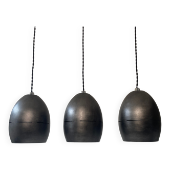 Lot 3 old metal pendant lamps 1970 vintage
