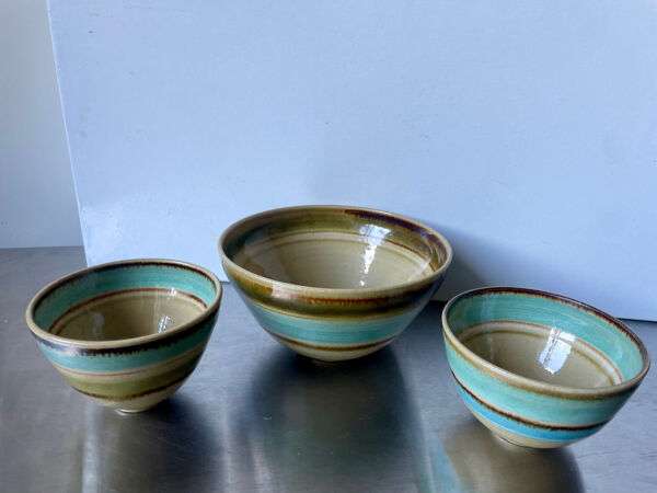 Lot de 3 bols scandinaves Midcentury en grès