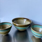Lot of 3 scandinavian midcentury bowls in stoneware