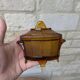 Amber glass bonbonnière with lid