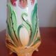 planter / tall vase in barbotine (majolica) from the Art Nouveau period (circa