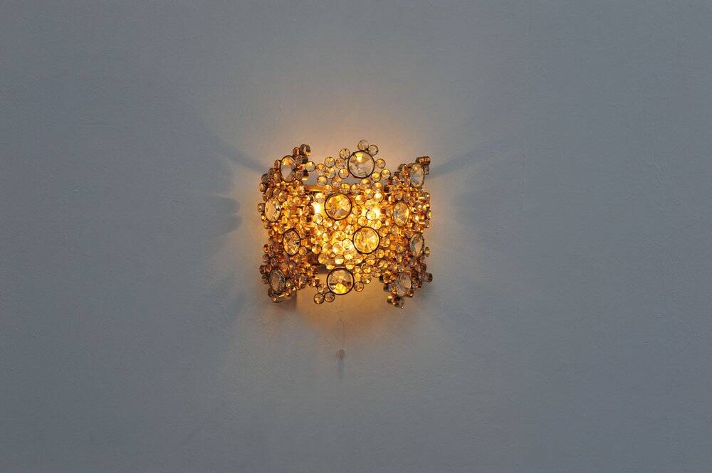 Set of 2x gilded wall lamps by Palwa, 1960s