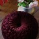 Round cushion velvet rosette burgundy vintage