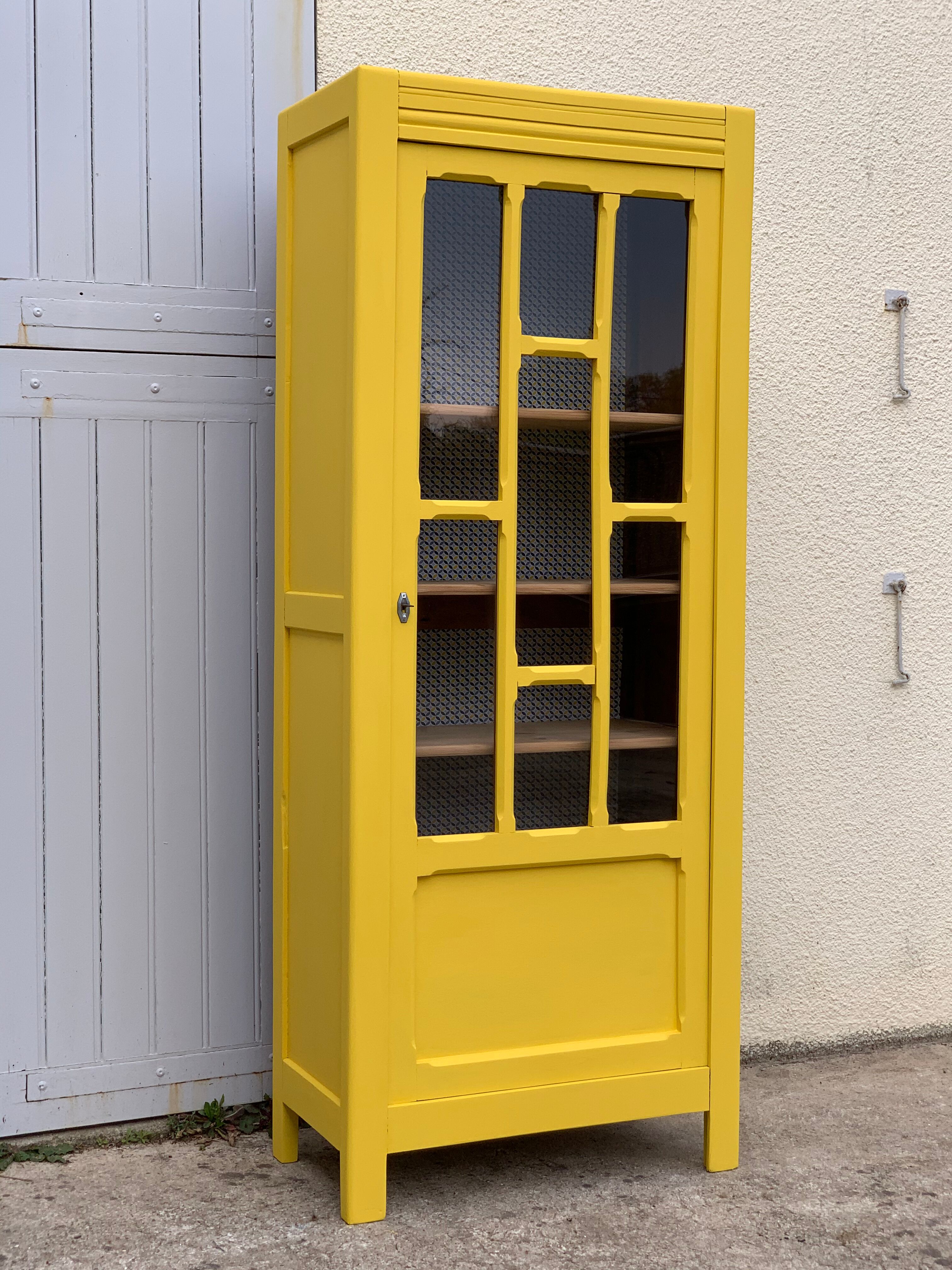 Glass-glazed Parisian wardrobe 1950