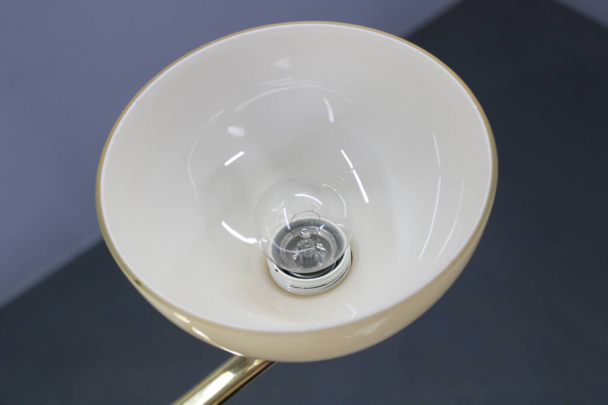 Art Deco brass chandelier with cream opaline glass, Czechoslovakia 1930s