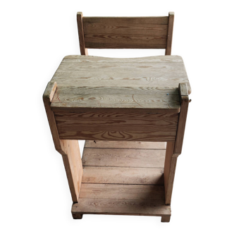 Old school desk on a platform made entirely of solid pine