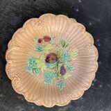 Assiette, coupe en barbotine modèle de fruits ancienne, art deco et collector