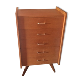 Commode 5 tiroirs en chene blond.