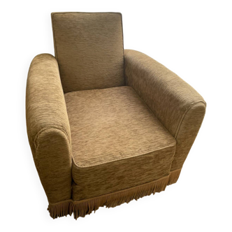 Vintage golden velvet armchair