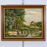 Gouache sur Bois, signed M.Cauvet – 1958