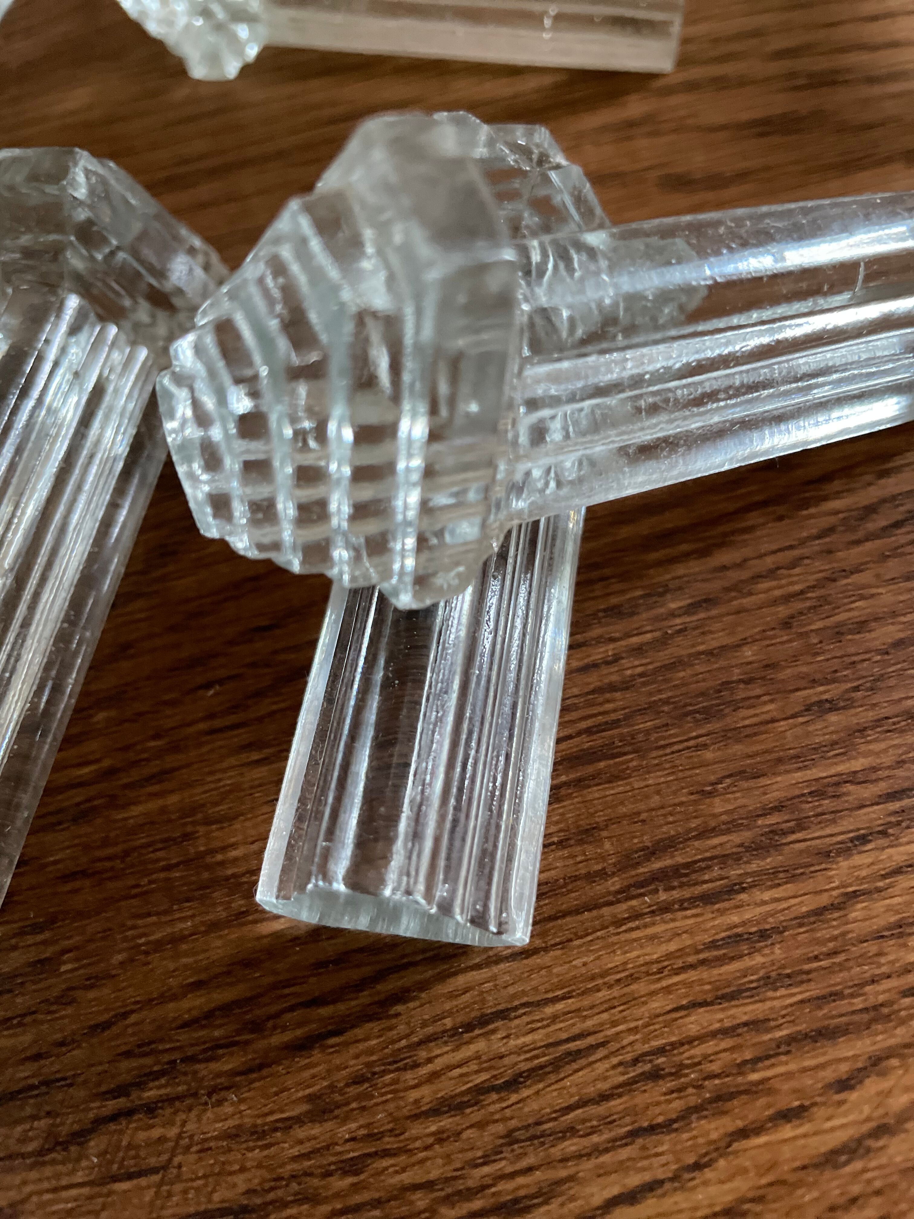 Set of 12 knife doors in vintage art deco glass