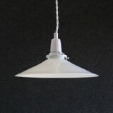 White smooth opaline pendant lamp - comes with porcelain socket, cable and white stand