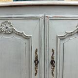 Louis XV style sideboard in cherry wood, revamped with Versailles parquet flooring
