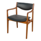 Fauteuil vintage en teck et cuir, Danemark, 1960