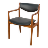 Mid-Century Teak & Leather Armchair, Denmark, 1960s