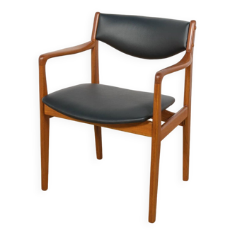 Fauteuil vintage en teck et cuir, Danemark, 1960