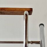Vintage step stool in brown formica and chrome steel