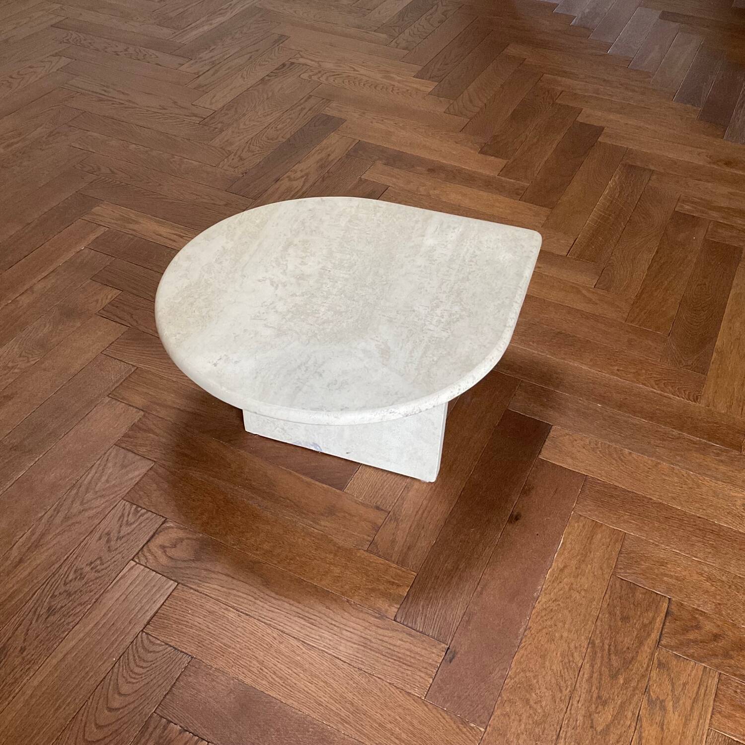 Small vintage Ligne Roset travertine coffee table from the 70s