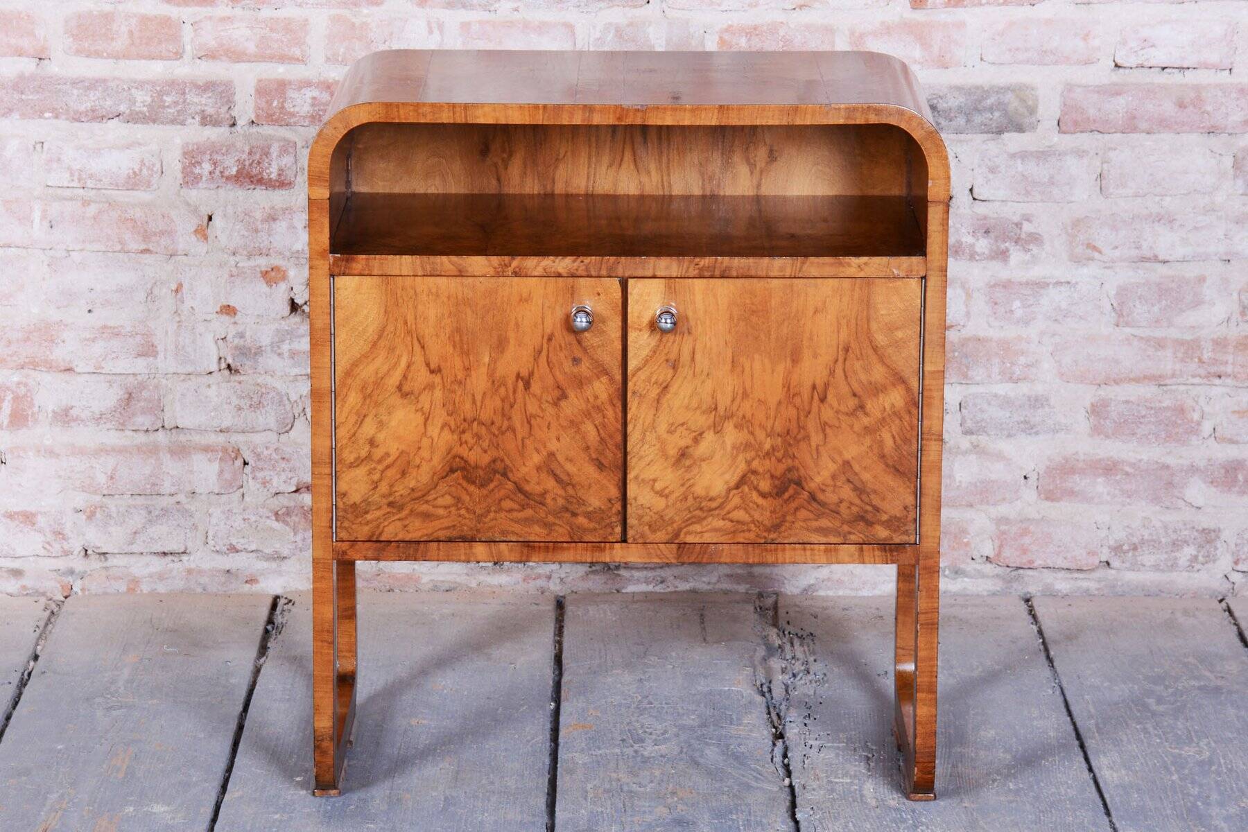 Art Deco Cabinet in Walnut & Veneer, Czech, 1920s