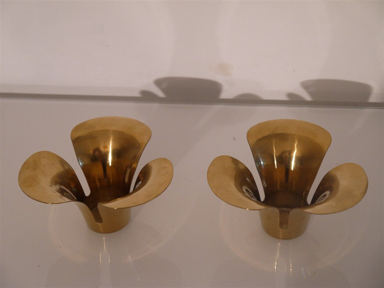 Pair of Scandinavian brass candle holders 1970