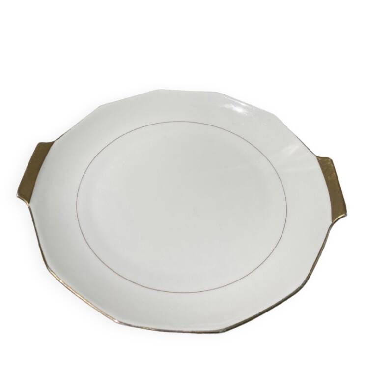 Gold Limoges porcelain cake dish