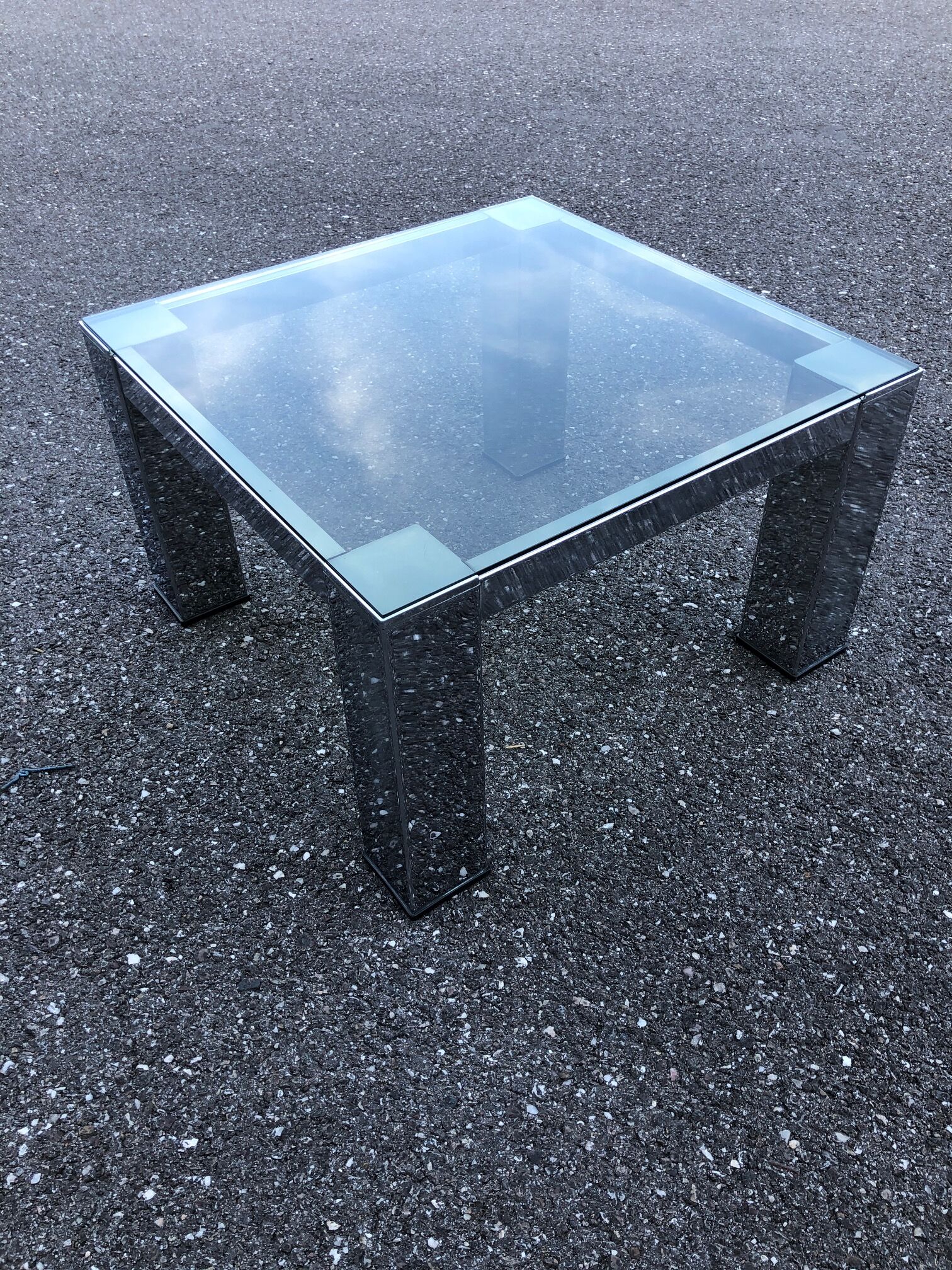 Chrome coffee table and smoked glass 70