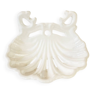 White enameled cast iron soap dish