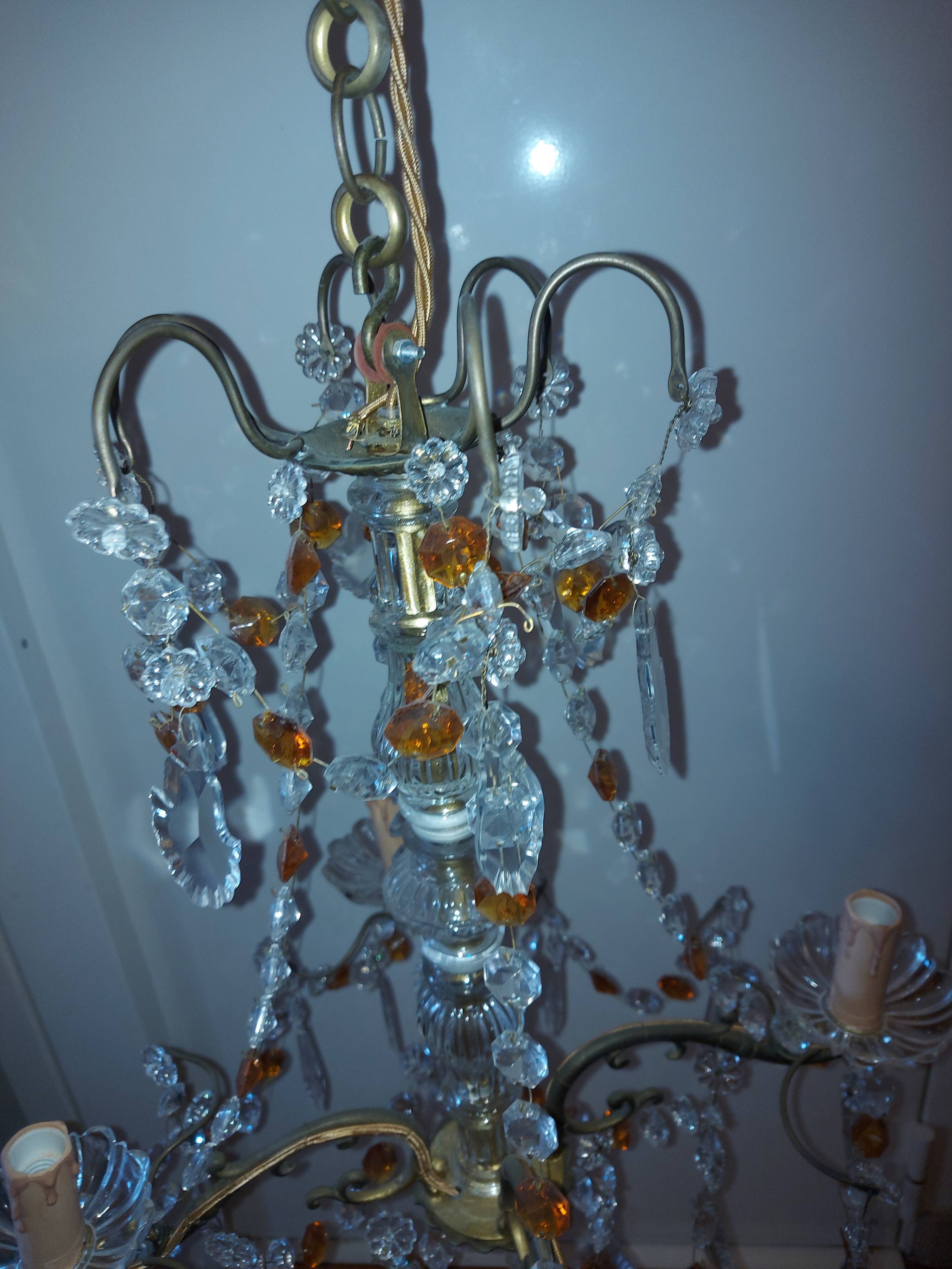 Chandelier to, colored crystal tassels