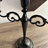3-light chandelier in varnished black metal