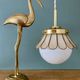 Globe pendant light and vintage lampshade in opaline and mother-of-pearl