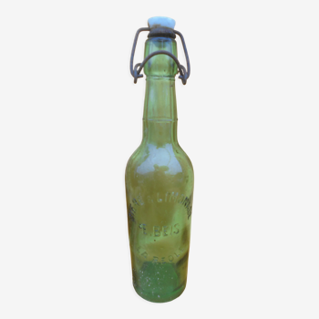 Ancienne bouteille verte biére & limonade e. beis la réole