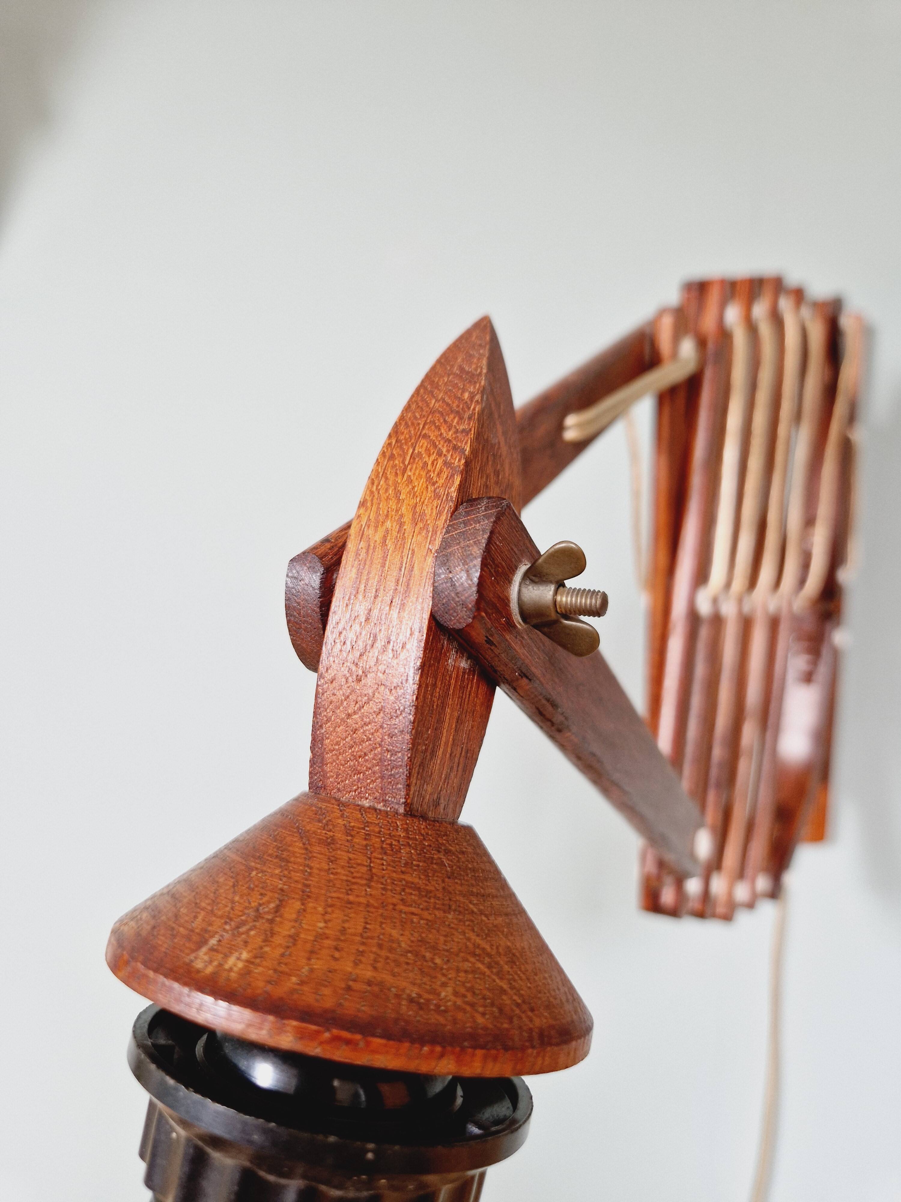 Pair of teak scissor wall lights, Scandinavian style, 1960s