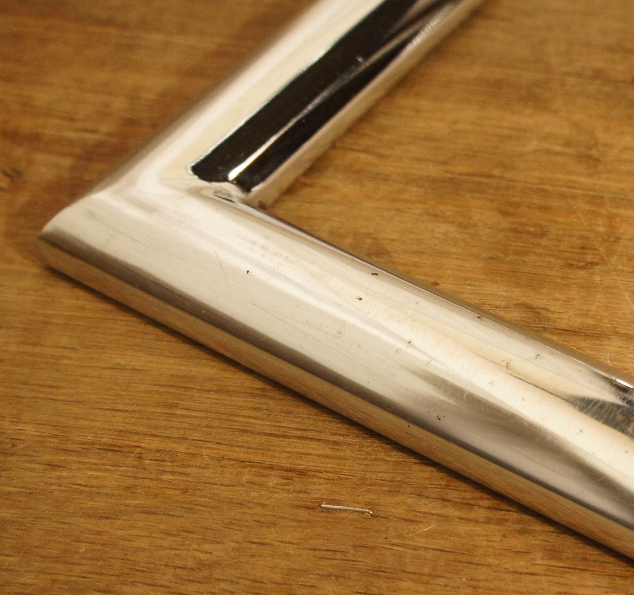 Cantilever chair with chrome metal armrests & blue wool