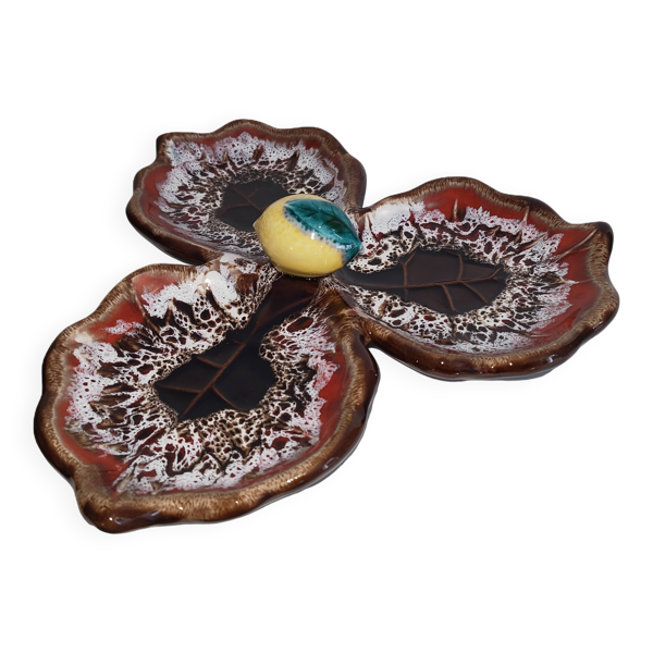 Plat apéritif / Coupelle tripode en céramique – Vallauris – Vintage